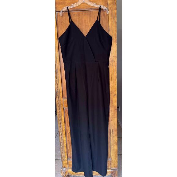 Torrid-Like Black Sleeveless Flowy Wide Leg V-neck Layering Jumpsuit Sz XXL/2X - Picture 1 of 15